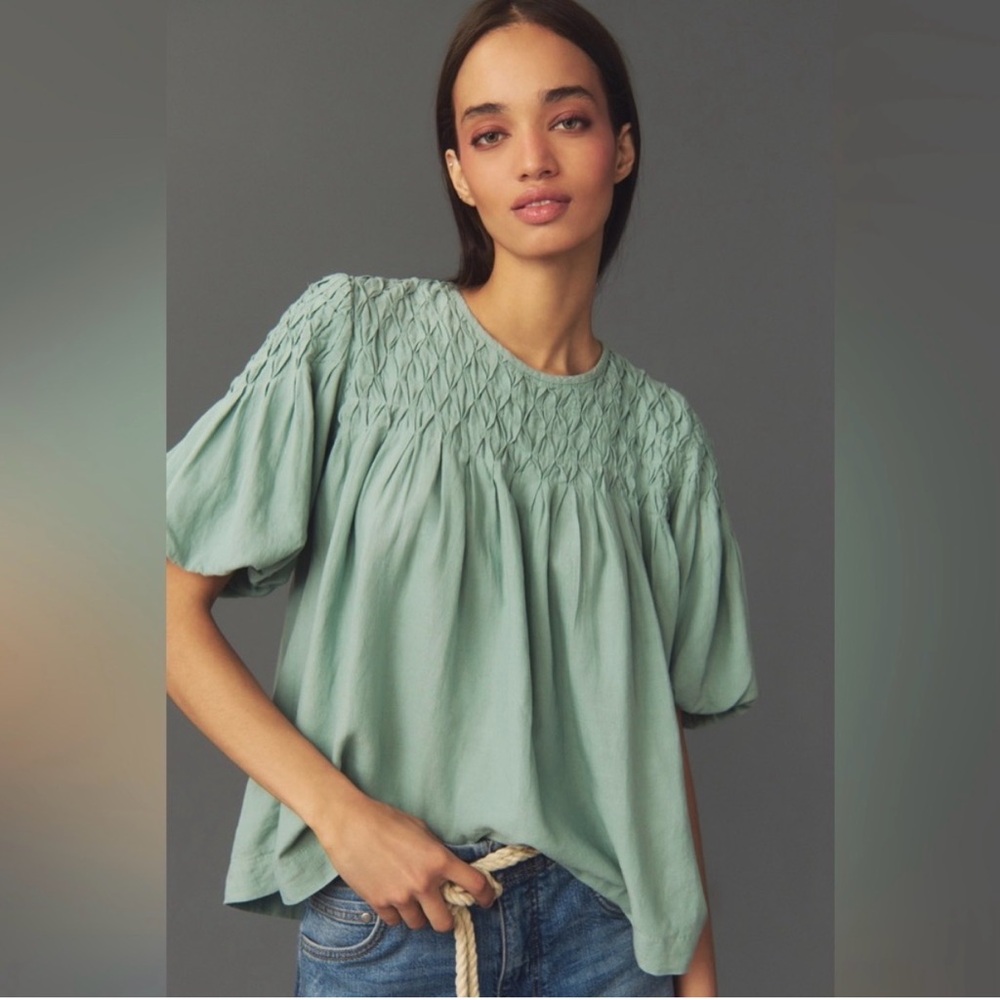Anthropologie Pintuck pleat blouse